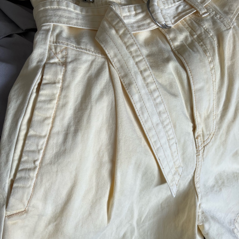Free People Butter Yellow High Waisted Shorts with Suspenders - Picture 4 of 8